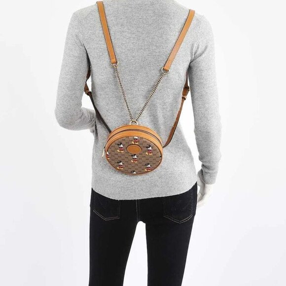 Gucci x Disney Brown GG Coated Canvas Mickey Mouse Mini Backpack Bag - Picture 5 of 11